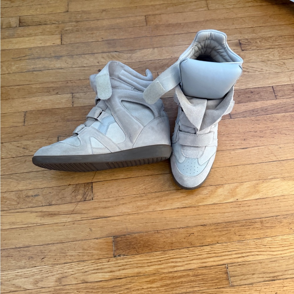 ISABEL MARANT Wedge Sneaker Boots in Light Beige Suede - Picture 4 of 5